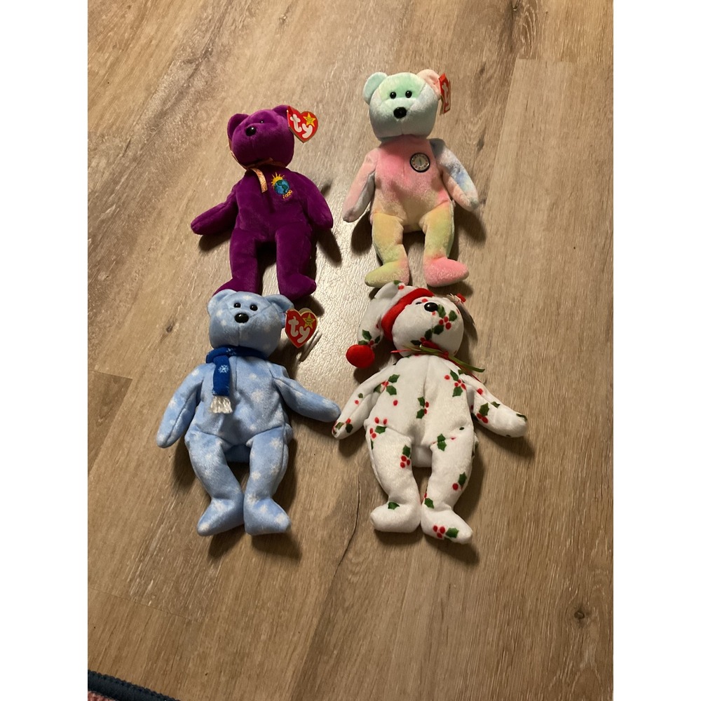 Ty Beanie Babies Lot of 4 Millennium Birthday 1998 1999 Holiday Teddy Bears